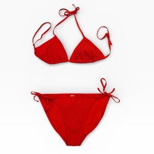Old Navy Vibrant Cherry Red String Triangle Top Bikini XS
